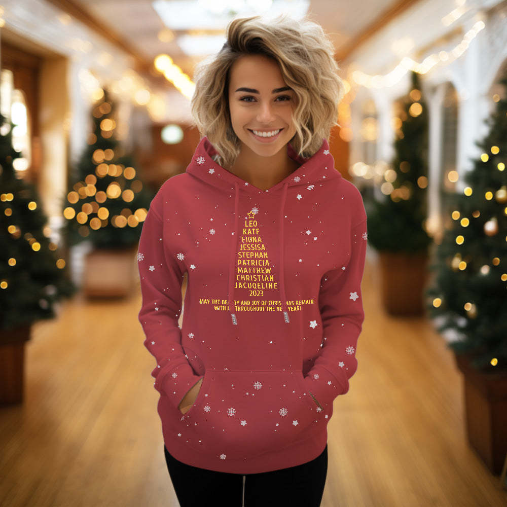 Benutzerdefinierte Familiennamen Weihnachtsbaum Hoodies Personalisierte Sweatshirts Weihnachtstagsgeschenke - dephotoblanket
