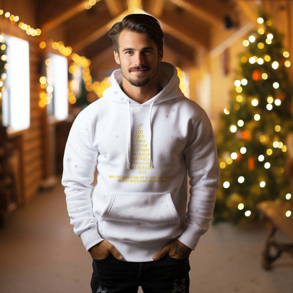 Benutzerdefinierte Familiennamen Weihnachtsbaum Hoodies Personalisierte Sweatshirts Weihnachtstagsgeschenke - dephotoblanket