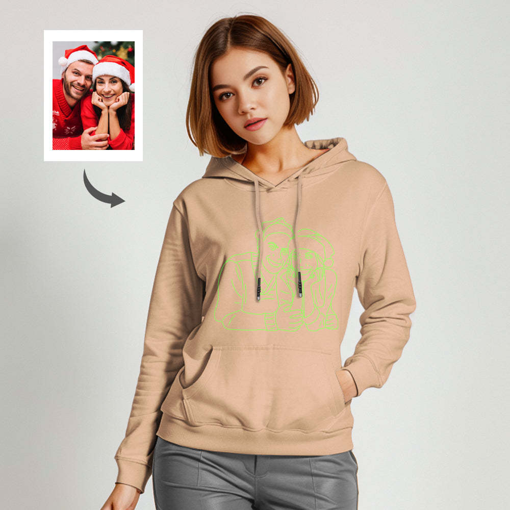 Personalisierter, Im Dunkeln Leuchtender, Mehrfarbiger Kapuzenpullover Mit Individuellem Foto, Personalisierter, Leuchtender Unisex-hoodie, Kreatives Geschenk - dephotoblanket