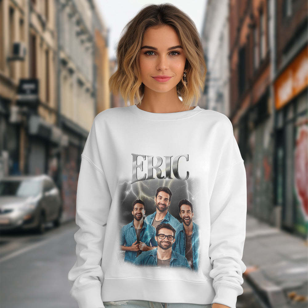 Personalisierter Foto- Und Text-hoodie, Personalisiertes Foto-geschenk, Unisex, Persönlichkeit, Vintage-lightning-sweatshirt - dephotoblanket