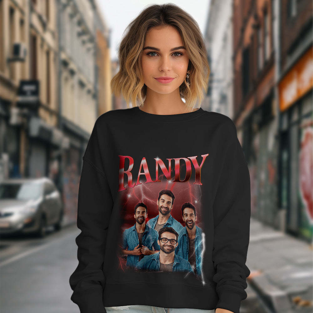 Personalisierter Foto- Und Text-hoodie, Personalisiertes Foto-geschenk, Unisex, Persönlichkeit, Vintage-lightning-sweatshirt - dephotoblanket