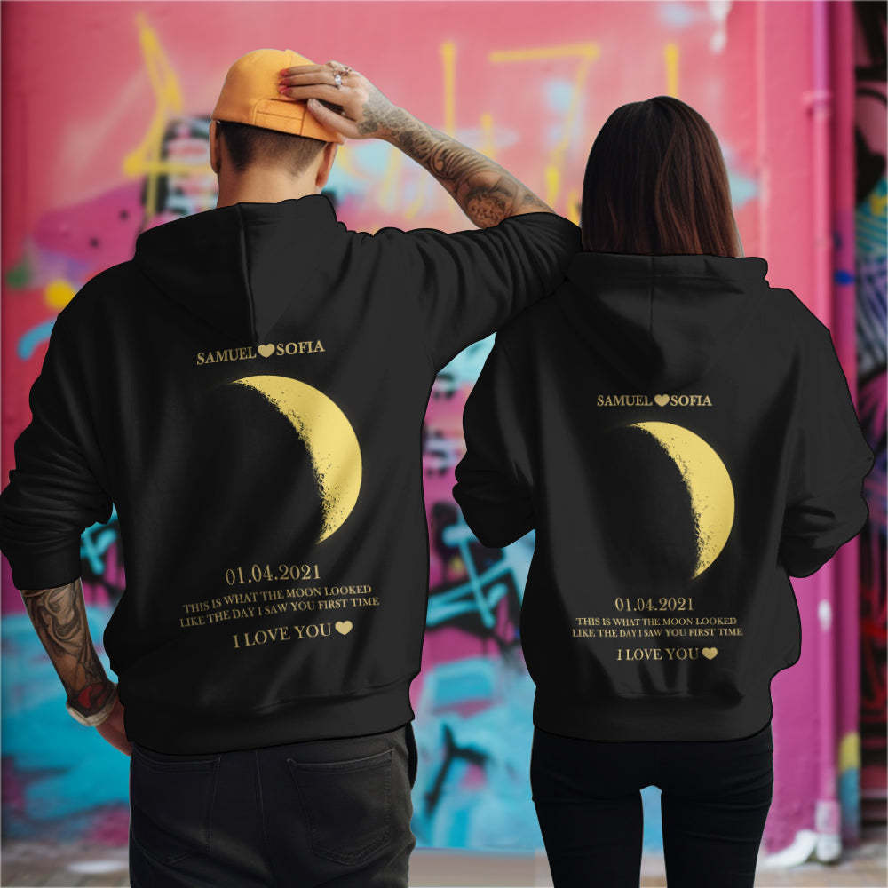 Benutzerdefinierte Mond Phase Nnames Hoodie Personalisierte Mode Unisex Sweatshirt Geschenk Für Ihn Für Sie - dephotoblanket