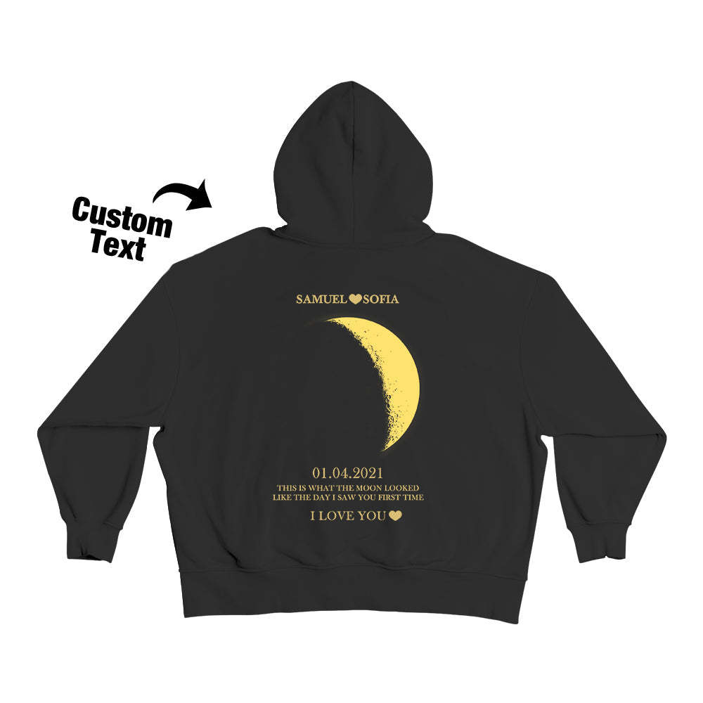 Benutzerdefinierte Mond Phase Nnames Hoodie Personalisierte Mode Unisex Sweatshirt Geschenk Für Ihn Für Sie - dephotoblanket