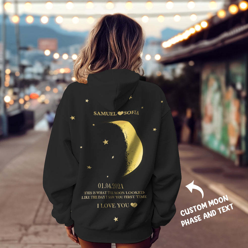 Benutzerdefinierte Mond Phase Nnames Hoodie Personalisierte Mode Unisex Sweatshirt Geschenk Für Ihn Für Sie - dephotoblanket