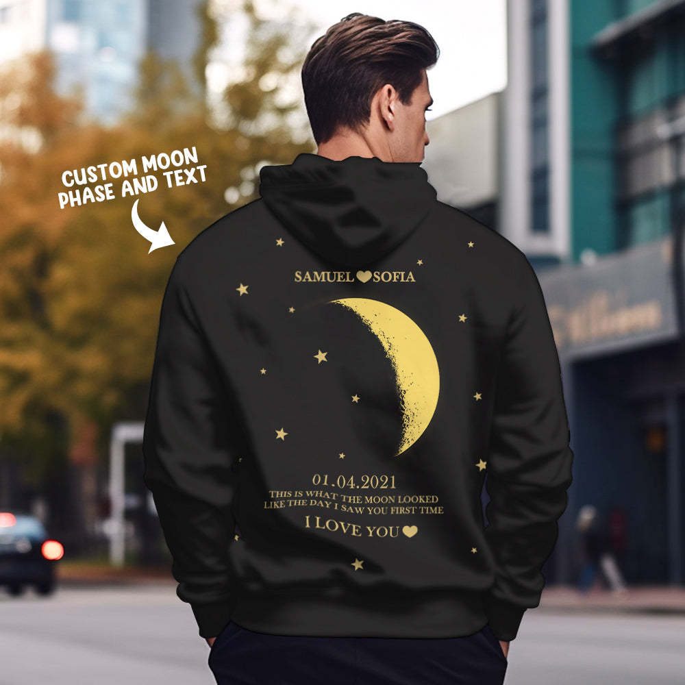 Benutzerdefinierte Mond Phase Nnames Hoodie Personalisierte Mode Unisex Sweatshirt Geschenk Für Ihn Für Sie - dephotoblanket