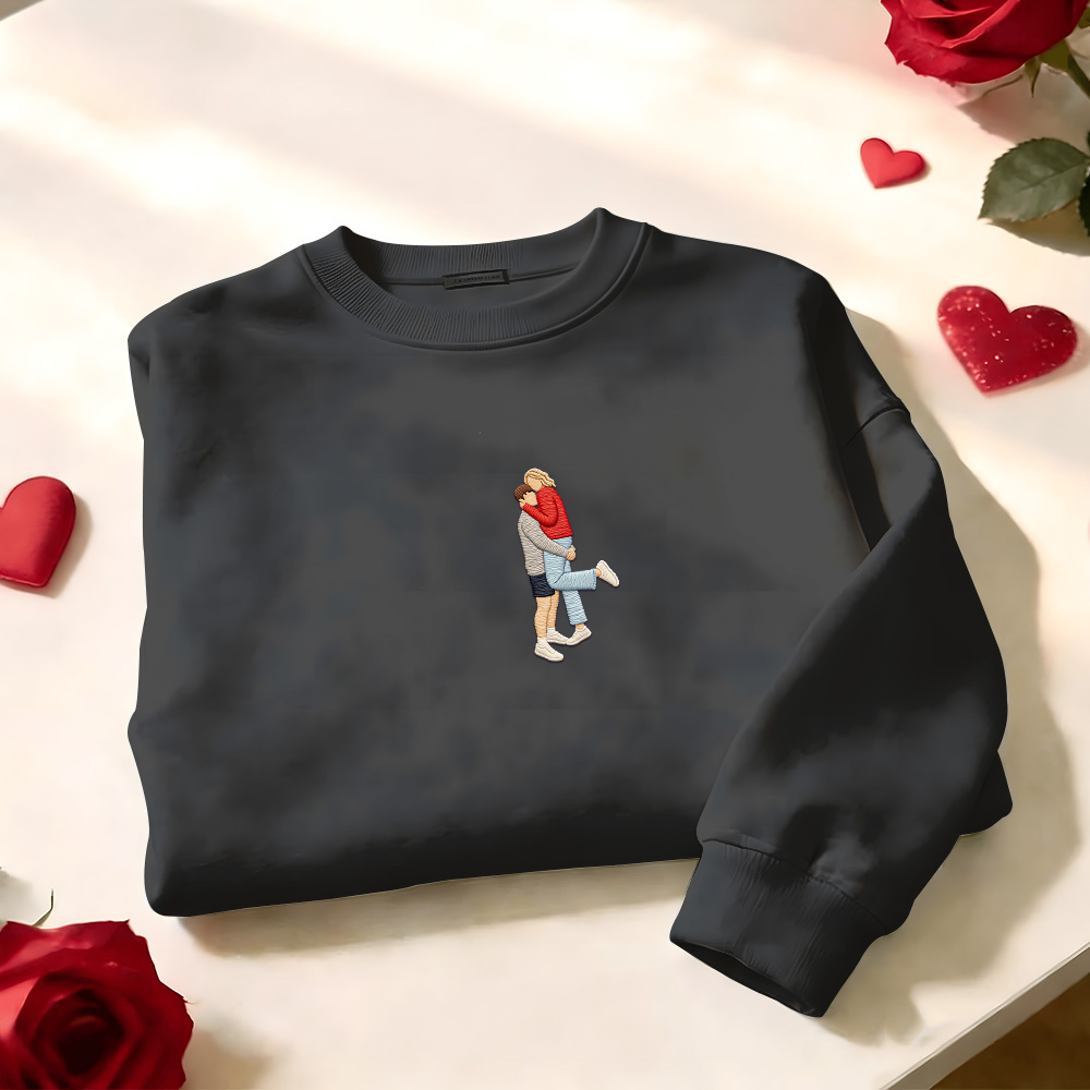 Individuell Besticktes Sweatshirt Mit Porträtmotiv – Valentinstagsgeschenk - dephotoblanket