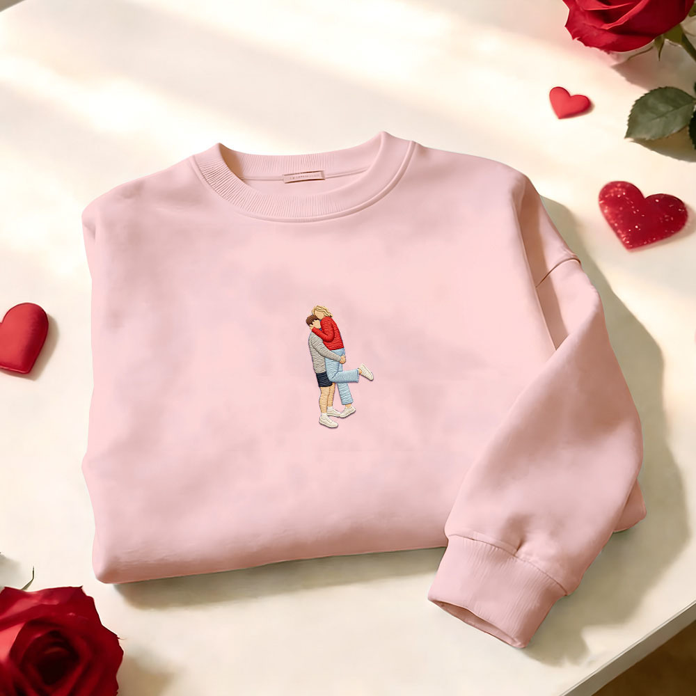Individuell Besticktes Sweatshirt Mit Porträtmotiv – Valentinstagsgeschenk - dephotoblanket