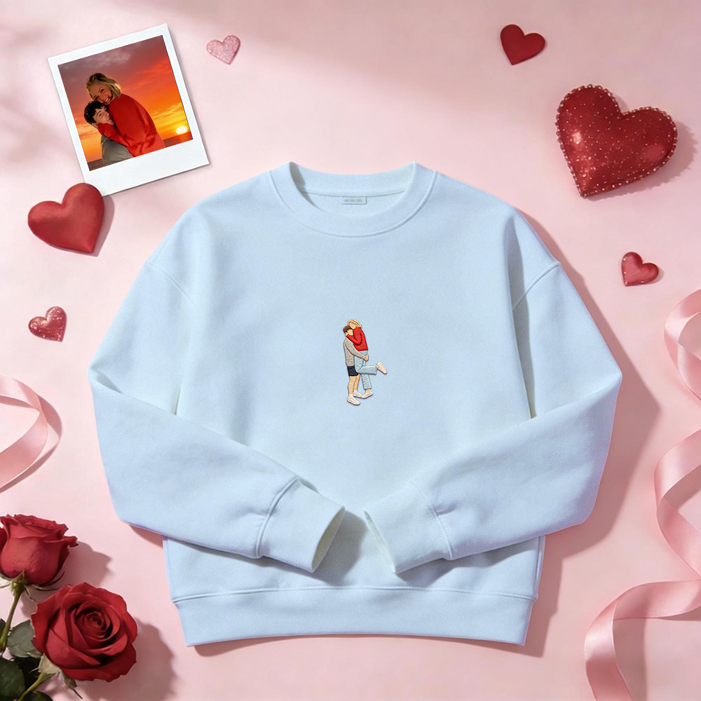 Individuell Besticktes Sweatshirt Mit Porträtmotiv – Valentinstagsgeschenk - dephotoblanket