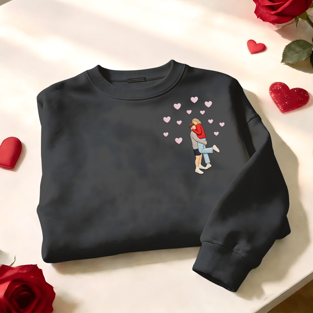 Individuell Besticktes Sweatshirt Mit Porträtmotiv – Valentinstagsgeschenk - dephotoblanket