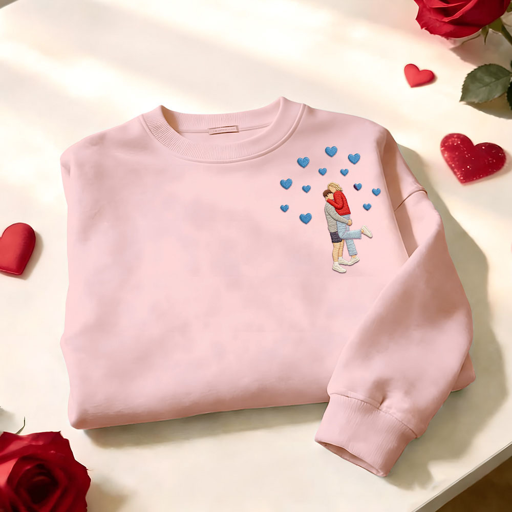 Individuell Besticktes Sweatshirt Mit Porträtmotiv – Valentinstagsgeschenk - dephotoblanket