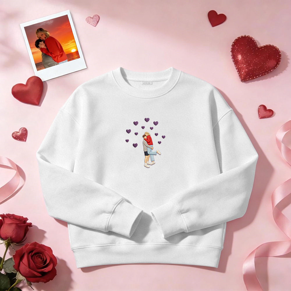 Individuell Besticktes Sweatshirt Mit Porträtmotiv – Valentinstagsgeschenk - dephotoblanket