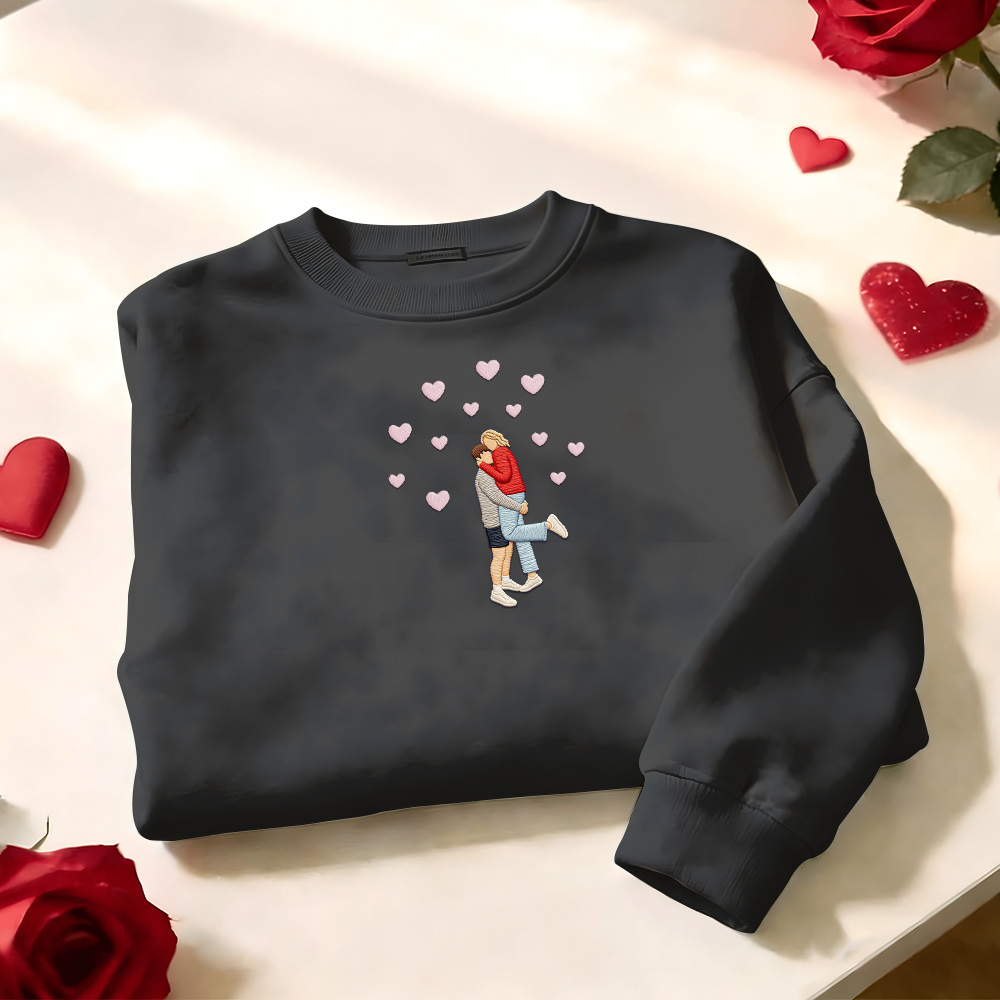 Individuell Besticktes Sweatshirt Mit Porträtmotiv – Valentinstagsgeschenk - dephotoblanket