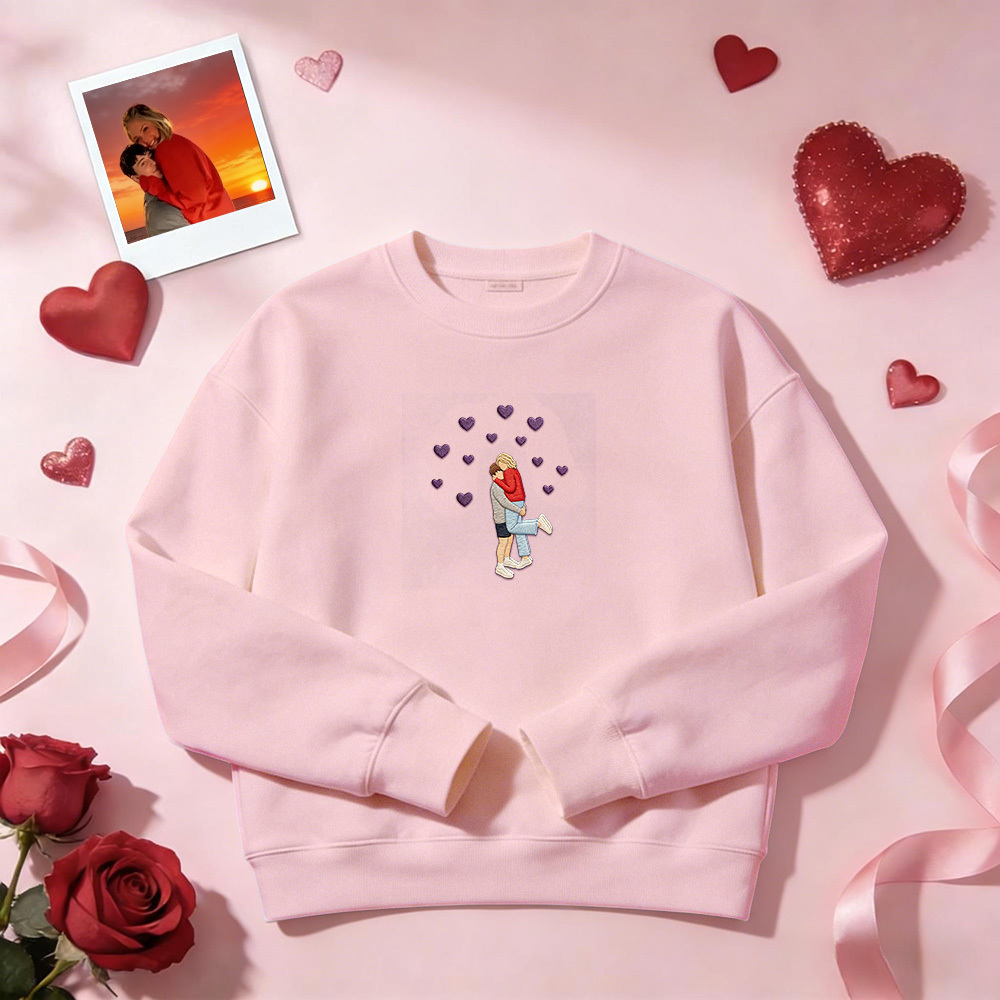 Individuell Besticktes Sweatshirt Mit Porträtmotiv – Valentinstagsgeschenk - dephotoblanket