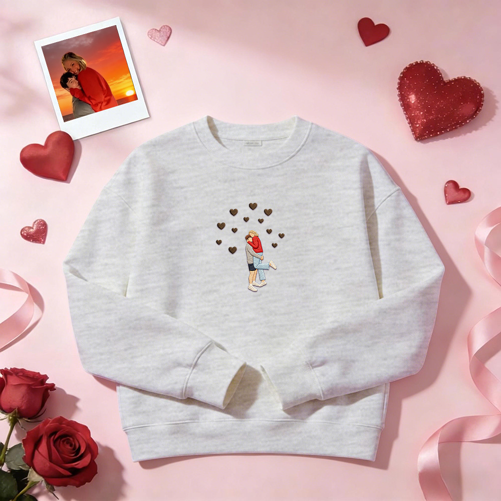 Individuell Besticktes Sweatshirt Mit Porträtmotiv – Valentinstagsgeschenk - dephotoblanket