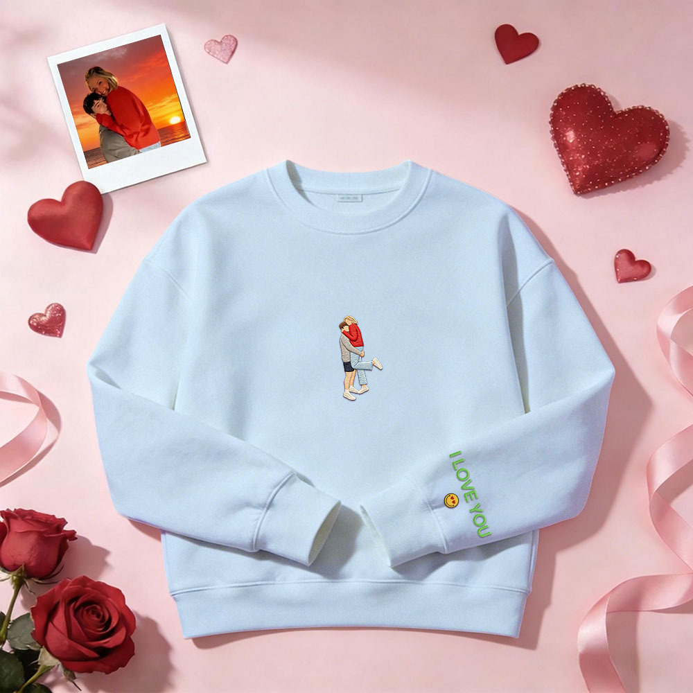Individuell Besticktes Sweatshirt Mit Porträtmotiv – Valentinstagsgeschenk - dephotoblanket