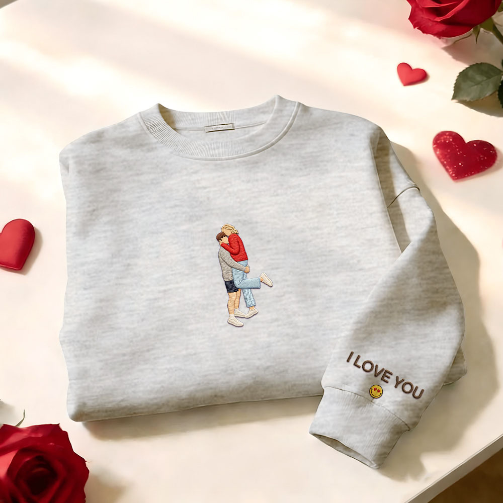 Individuell Besticktes Sweatshirt Mit Porträtmotiv – Valentinstagsgeschenk - dephotoblanket