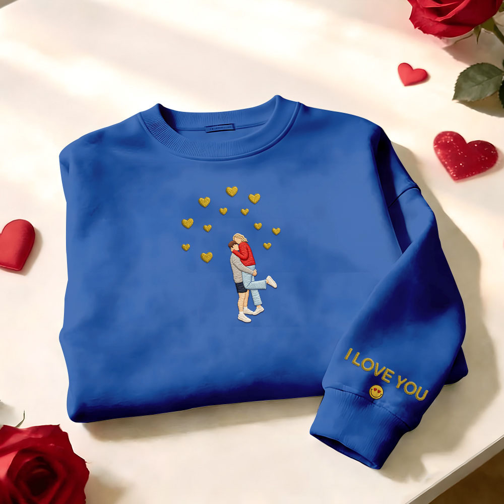 Individuell Besticktes Sweatshirt Mit Porträtmotiv – Valentinstagsgeschenk - dephotoblanket