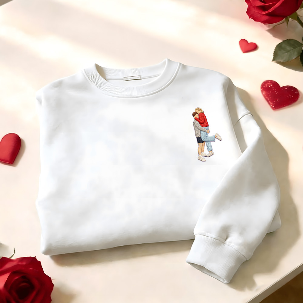 Individuell Besticktes Sweatshirt Mit Porträtmotiv – Valentinstagsgeschenk - dephotoblanket