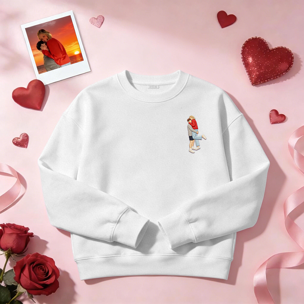 Individuell Besticktes Sweatshirt Mit Porträtmotiv – Valentinstagsgeschenk - dephotoblanket