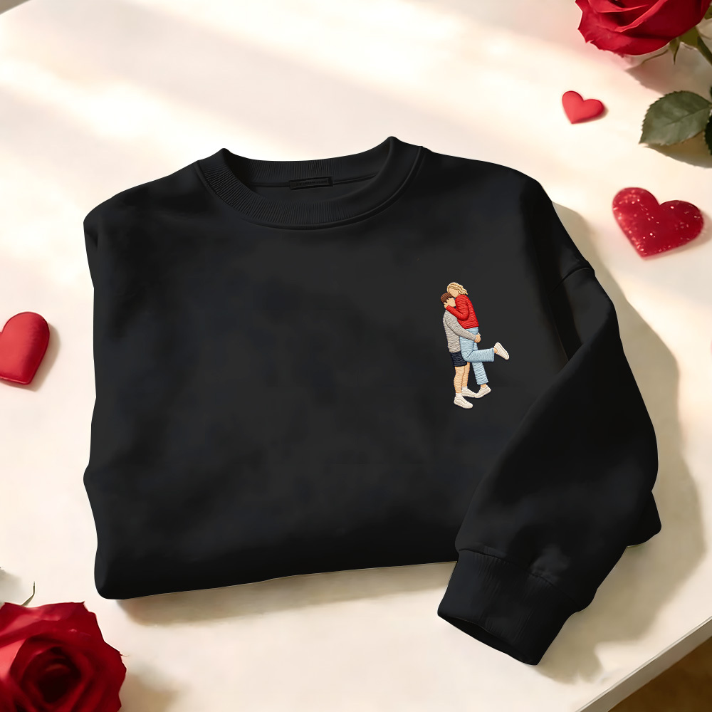 Individuell Besticktes Sweatshirt Mit Porträtmotiv – Valentinstagsgeschenk - dephotoblanket