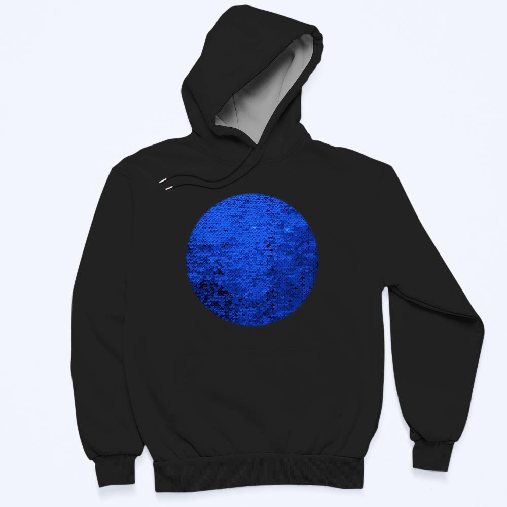 Benutzerdefiniertes Foto Blauer Pailletten-hoodie-kreis-doppeldruck-hoodie-geschenk Für Männer Frauen - dephotoblanket