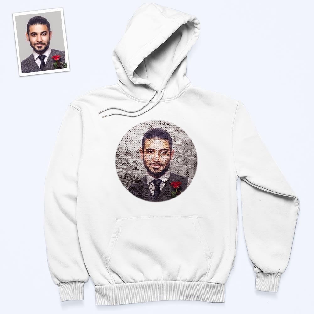 Benutzerdefiniertes Foto Blauer Pailletten-hoodie-kreis-doppeldruck-hoodie-geschenk Für Männer Frauen