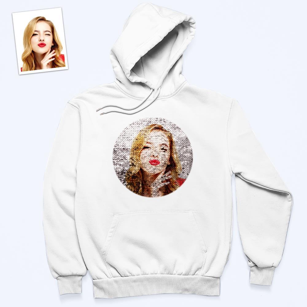 Benutzerdefinierter Foto-flip-hoodie Mit Roten Pailletten Und Kreisförmigem Aufdruck, Geschenk Für Männer Und Frauen - dephotoblanket