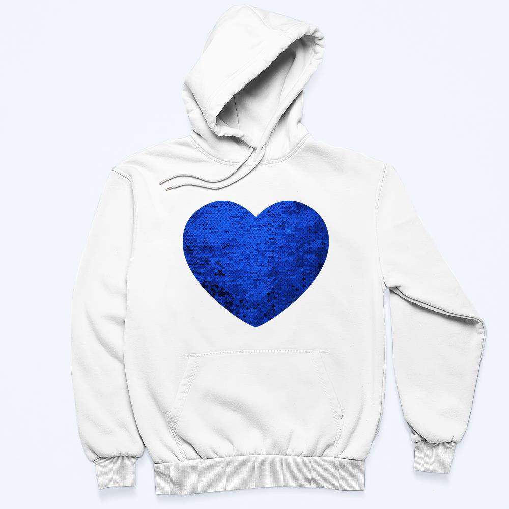 Benutzerdefiniertes Foto Blauer Pailletten-hoodie-herz-doppeldruck-hoodie-geschenk Für Männer Frauen - dephotoblanket