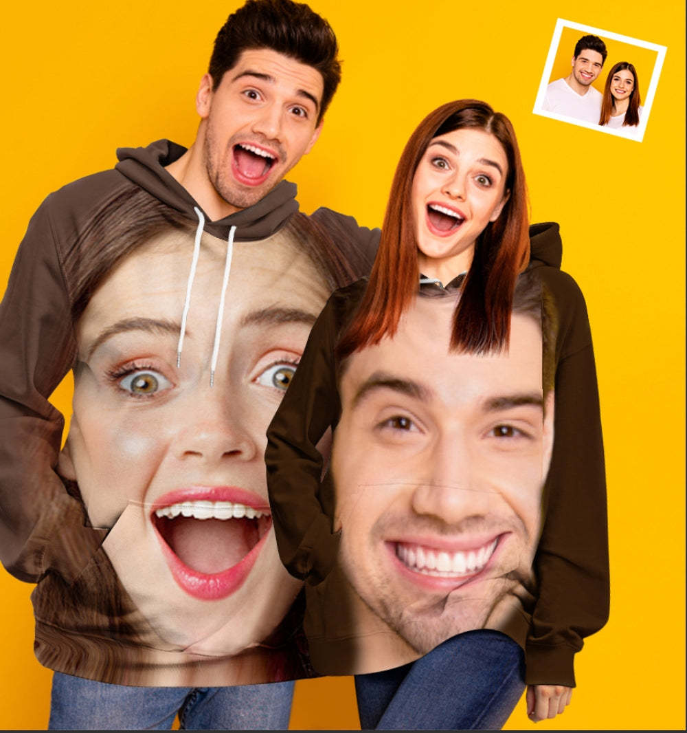 Personalisiertes Lustiges Großes Gesicht Lose Hoodie Top Custom Unisex Sweatshirt - dephotoblanket