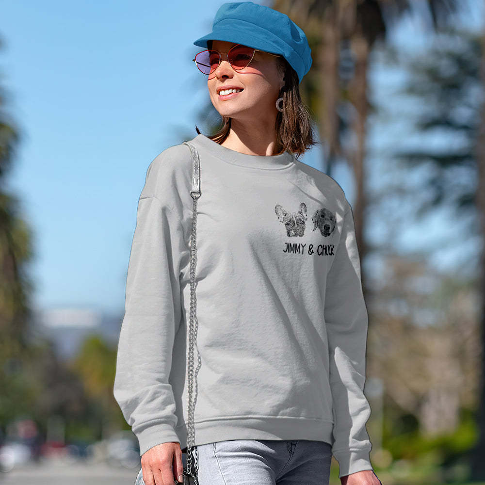 Personalisiertes Haustierportrait-sweatshirt, Personalisiertes Haustiergesicht-hoodie, Hundemama-geschenk Für Haustierliebhaber - dephotoblanket