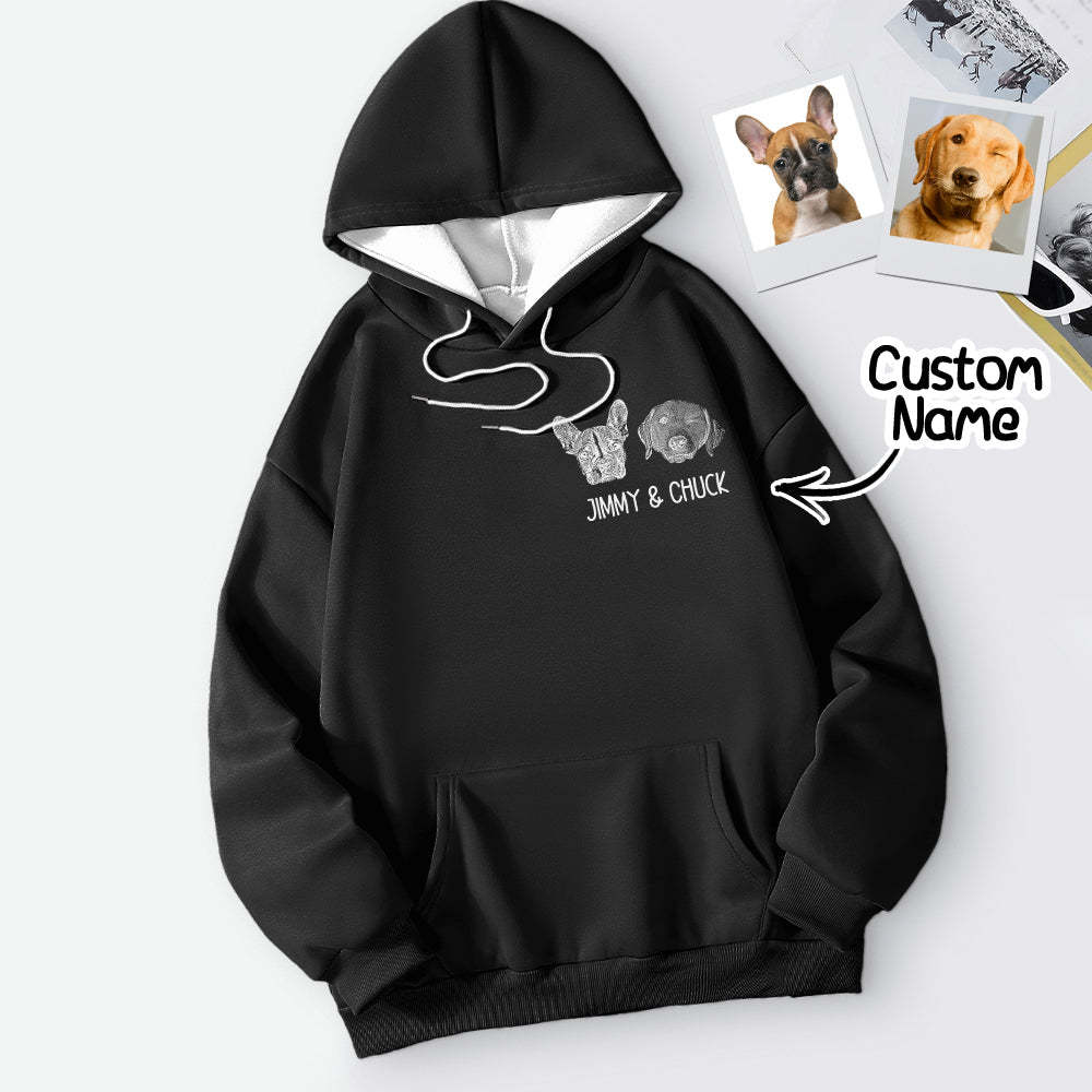 Personalisierter Haustierportrait-hoodie, Individuelles Haustier-sweatshirt, Geschenk Für Haustierliebhaber - dephotoblanket