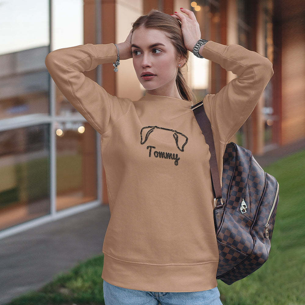 Personalisiertes Hundeohren-sweatshirt Mit Namen, Individuelles Stick-hoodie-geschenk Für Hundeliebhaber - dephotoblanket