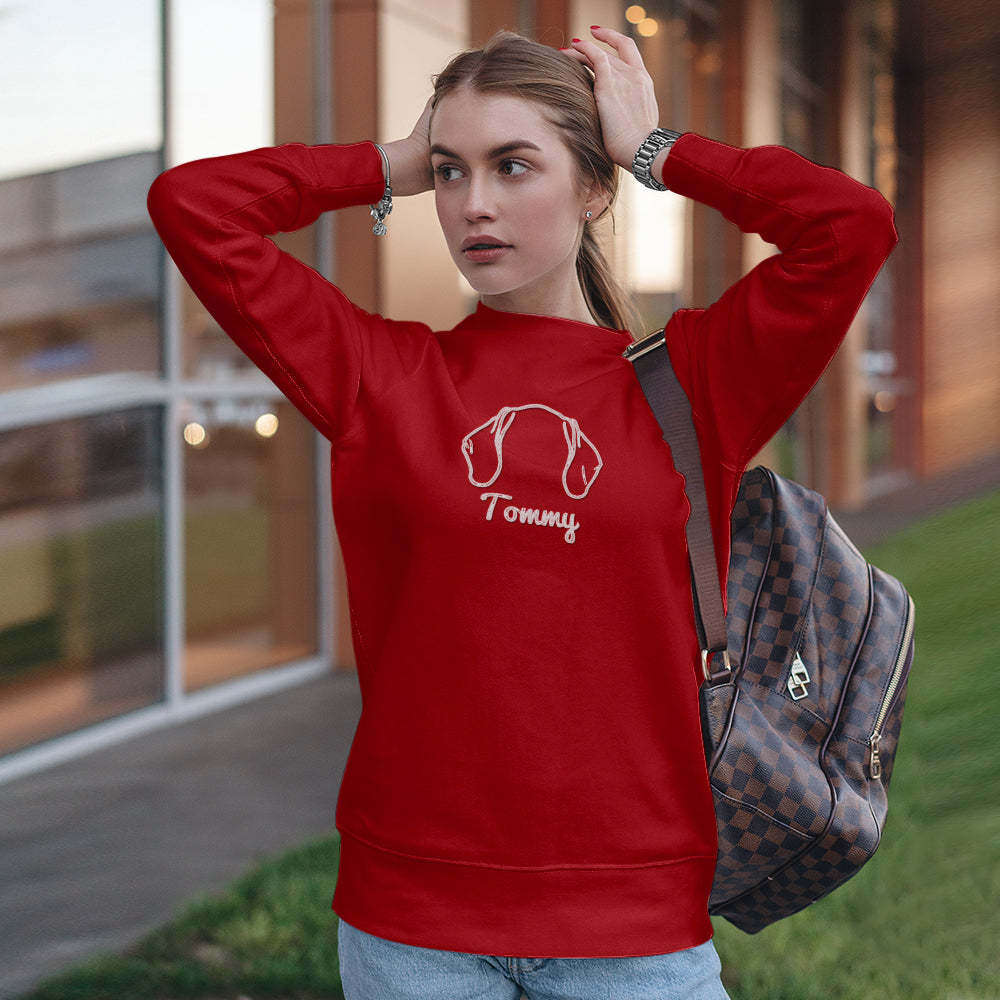 Personalisiertes Hundeohren-sweatshirt Mit Namen, Individuelles Stick-hoodie-geschenk Für Hundeliebhaber - dephotoblanket