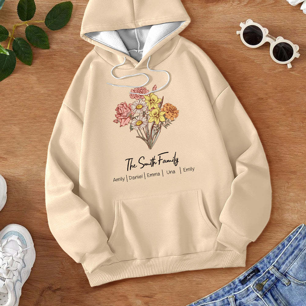 Personalisiertes Geburtsblumen-strauß-sweatshirt, Personalisierte Geburtsblumen-pullover-geschenke Für Mama - dephotoblanket