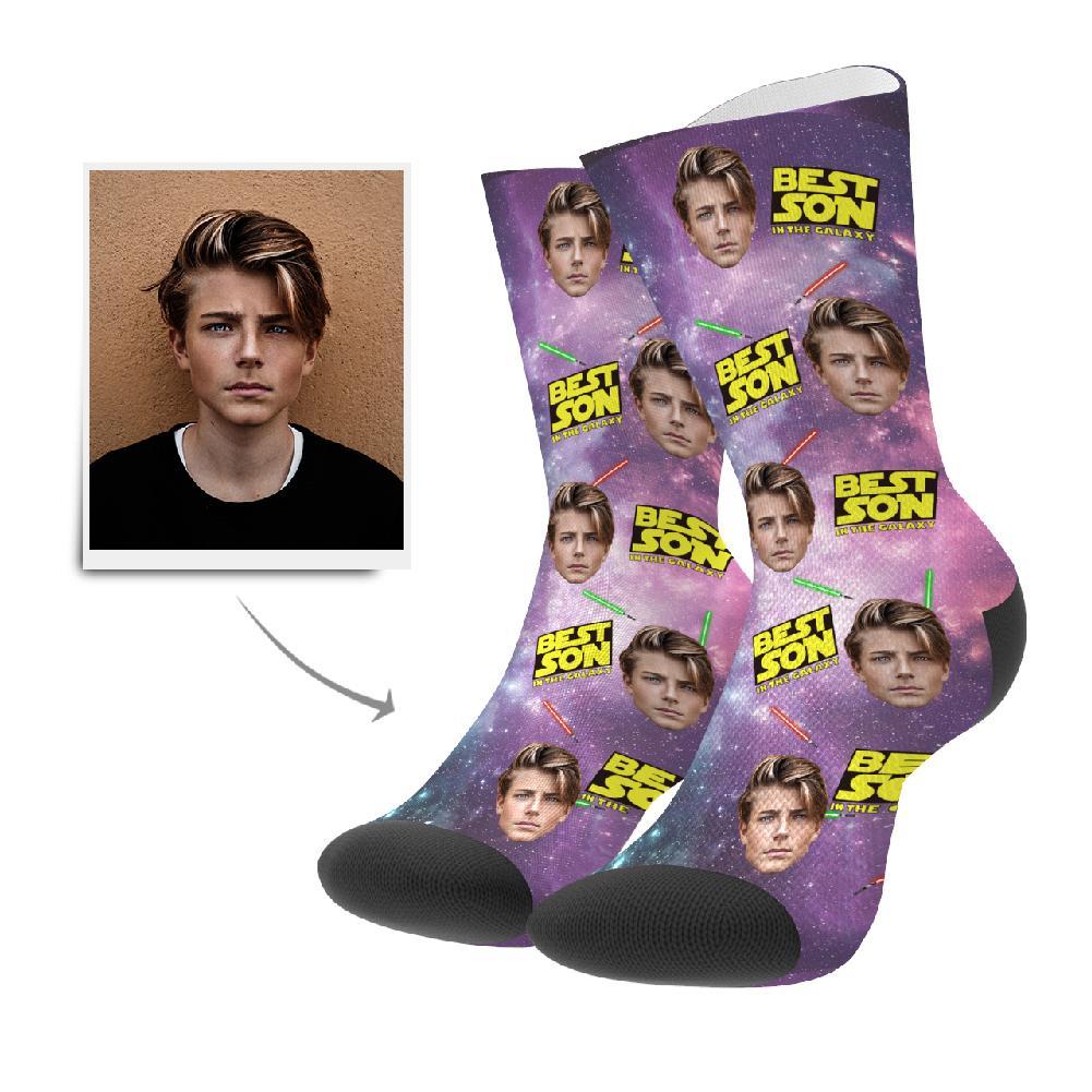 Best Son In The Galaxy Personalisierte Gesicht Socken