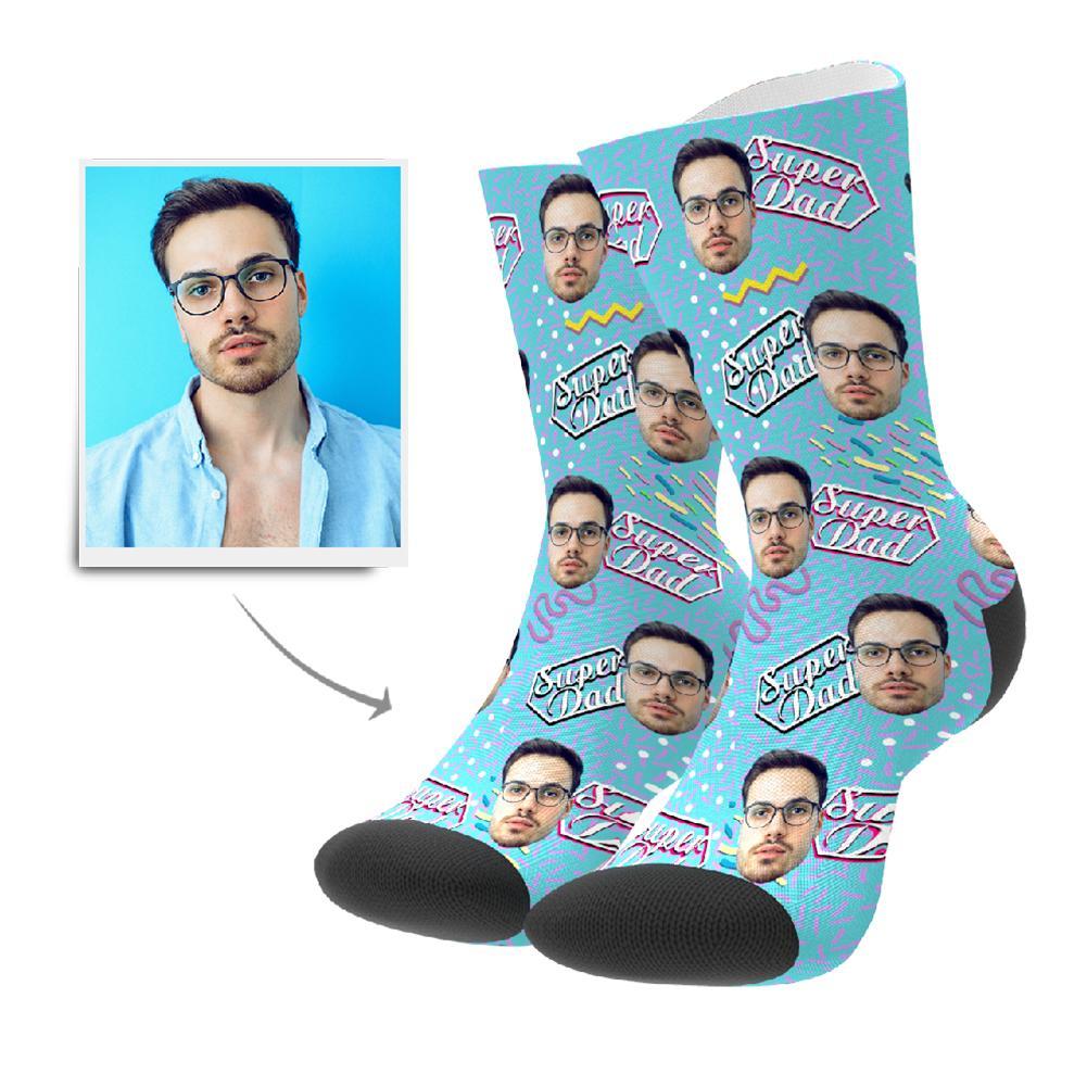 Super Dad Retro Personalisierte Gesicht Socken