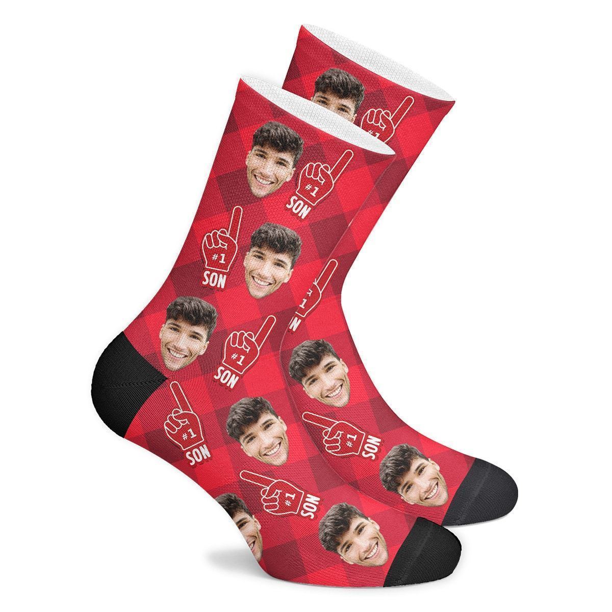 Personalisierte #1 Son Fan Gesicht Socken Bedrucken mit Foto