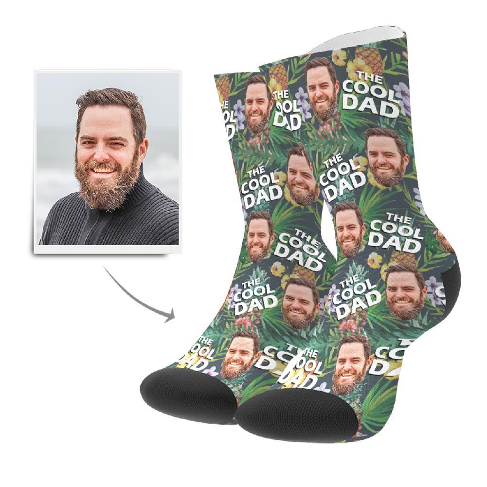 Cool Dad Tropisch Personalisierte Gesicht Socken