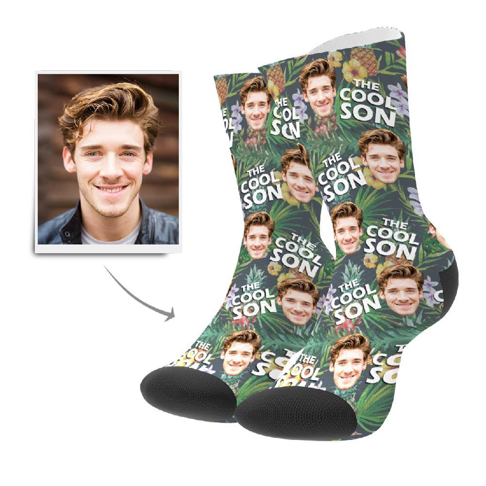 Cool Sohn Tropisch Personalisierte Gesicht Socken