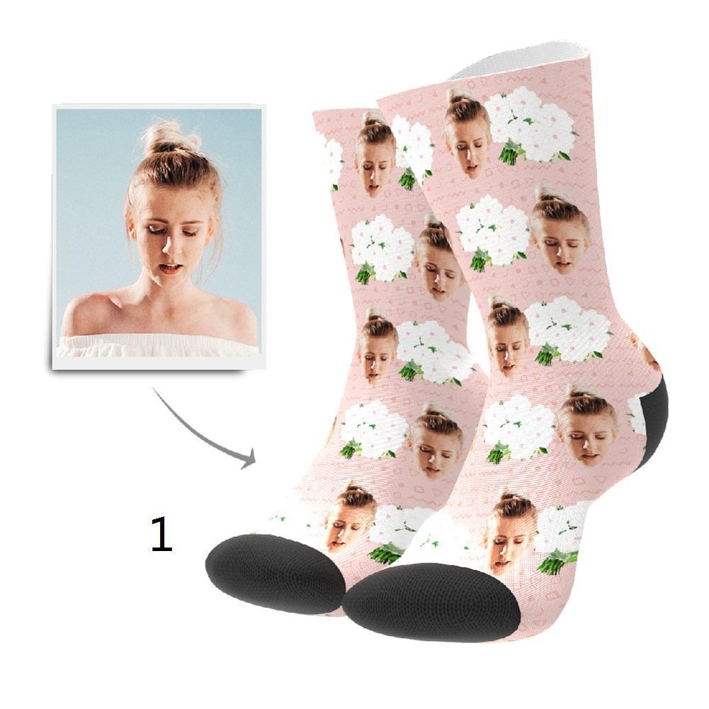 Personalisierte Foto Socken Gesicht Bedrucken Blumen