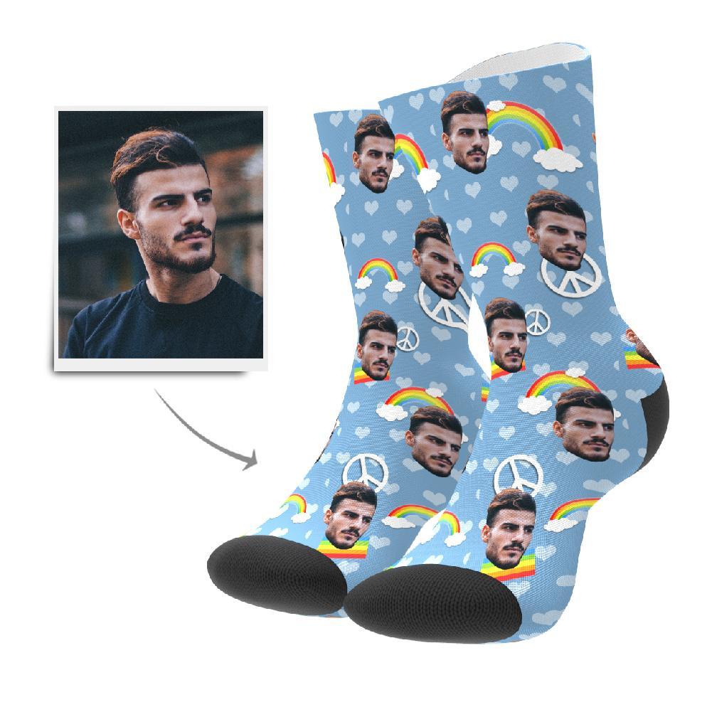 Personalisierte Foto Socken Gesicht Bedrucken Regenbögen