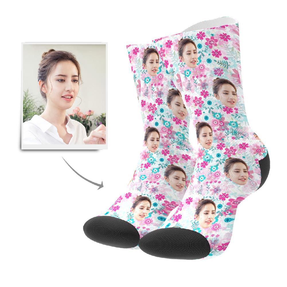 Personalisierte Foto Socken Gesicht Bedrucken Blumen