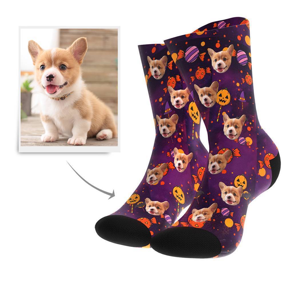 Halloween Süßigkeiten Personalisierte Gesicht Socken Bedrucken mit Foto