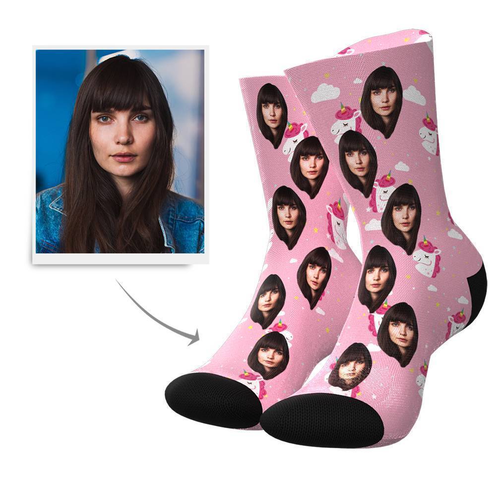 Einhorn Muster Gesicht Socken Bedrucken mit Foto