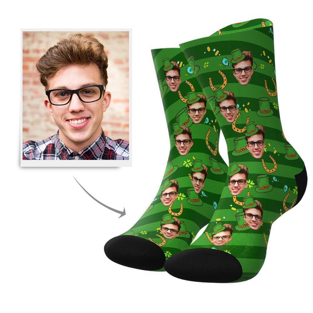 Glückliches Pferd beschuht Muster Personalisierte Gesicht Socken Bedrucken mit Foto