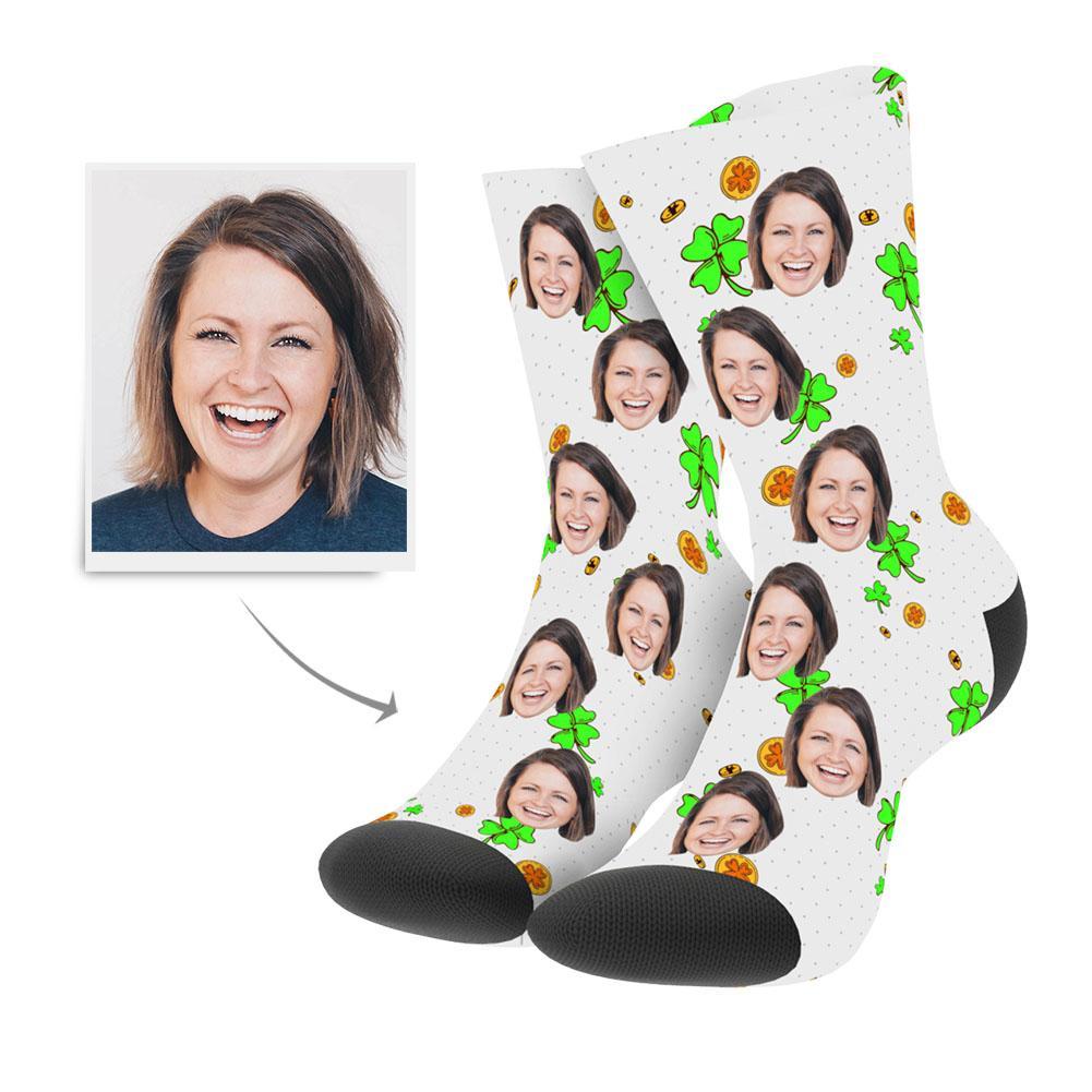Glücksklee Personalisierte Gesicht Socken Bedrucken mit Foto