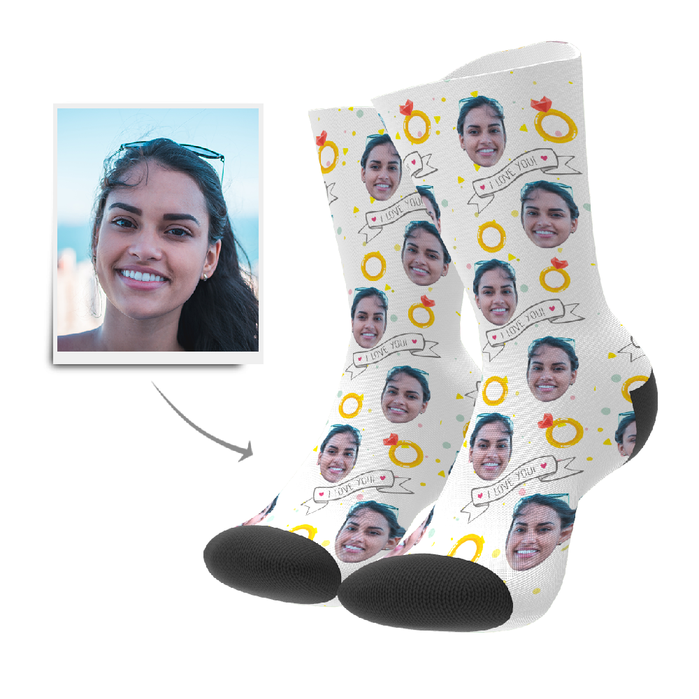 Personalisierte Gesicht Socken - Ich Liebe Dich