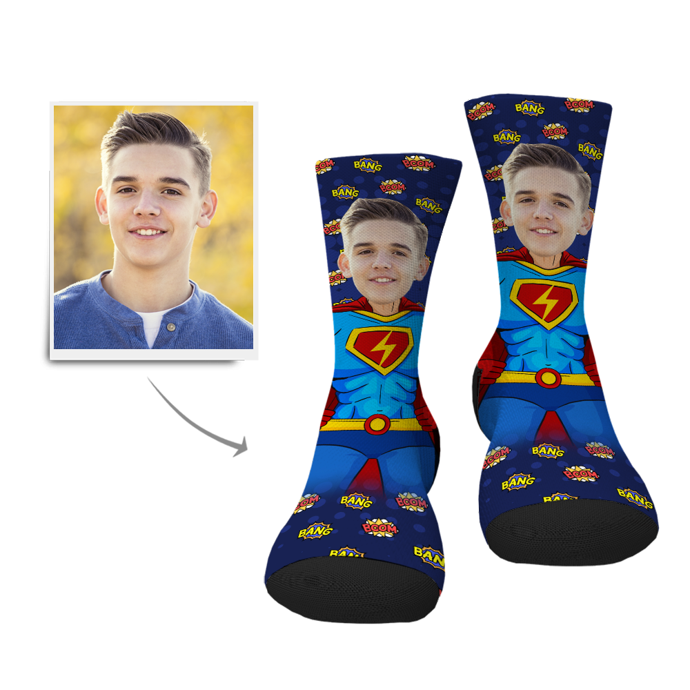 Personalisierte Dein Supermann Gesicht Socken