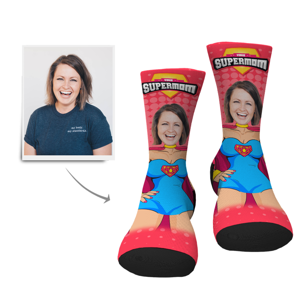 Personalisierte Supermutter Gesicht Socken Bestes Muttertagsgeschenk