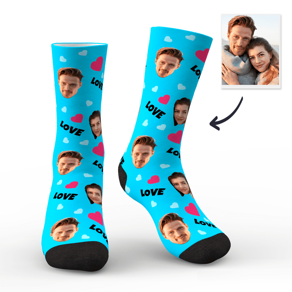 Valentinstag Geschenk Kundendefinierte Liebe Gesicht Foto Socken
